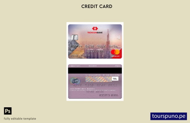 lista para imprimir la plantilla de mastercard de Vietnam Techcombank